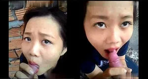 Người tình liếm cặc ở vườn sau nhà
